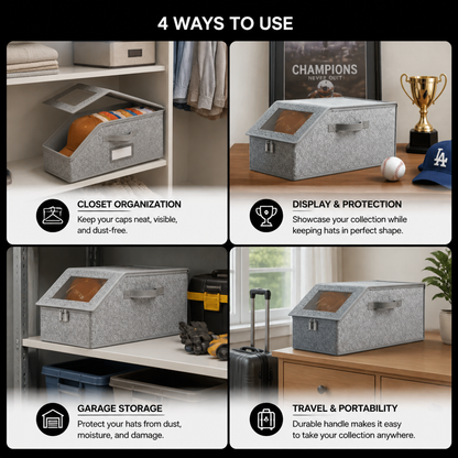 Stackable Baseball Cap Storage Box – Holds Up to 24 Hats