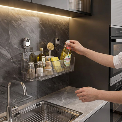 No-Drill Adhesive Suction Cup Shower & Bathroom Shelf