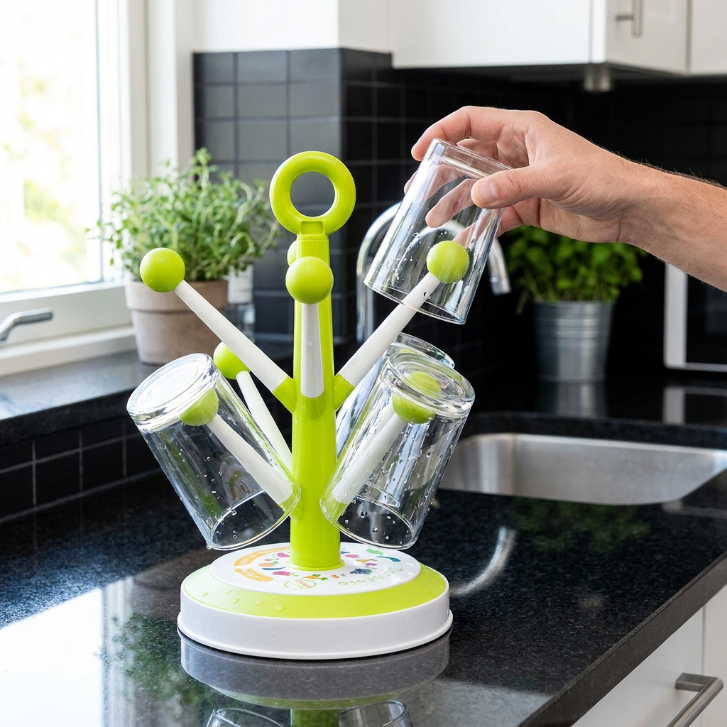 Multi Purpose Cup Drying Rack with Creative Tree Design for Kitchen Storage