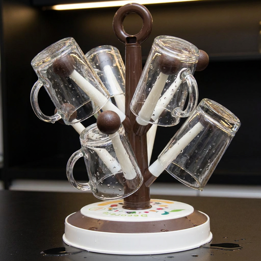 Multi Purpose Cup Drying Rack with Creative Tree Design for Kitchen Storage