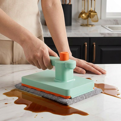Portable Flat Mop with Reusable Cleaning Cloth for Quick Surface Cleaning
