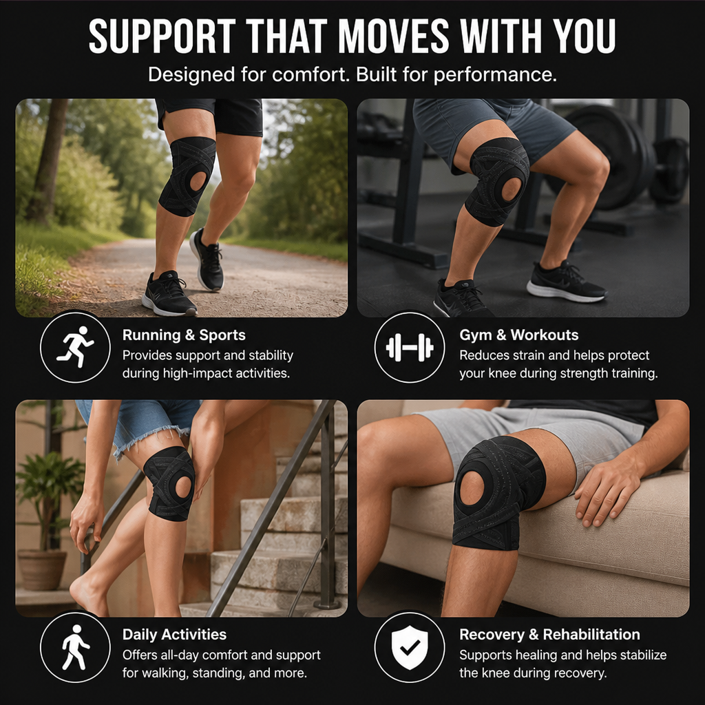 Adjustable Cross-Strap Compression Knee Brace for Sports & Joint Support