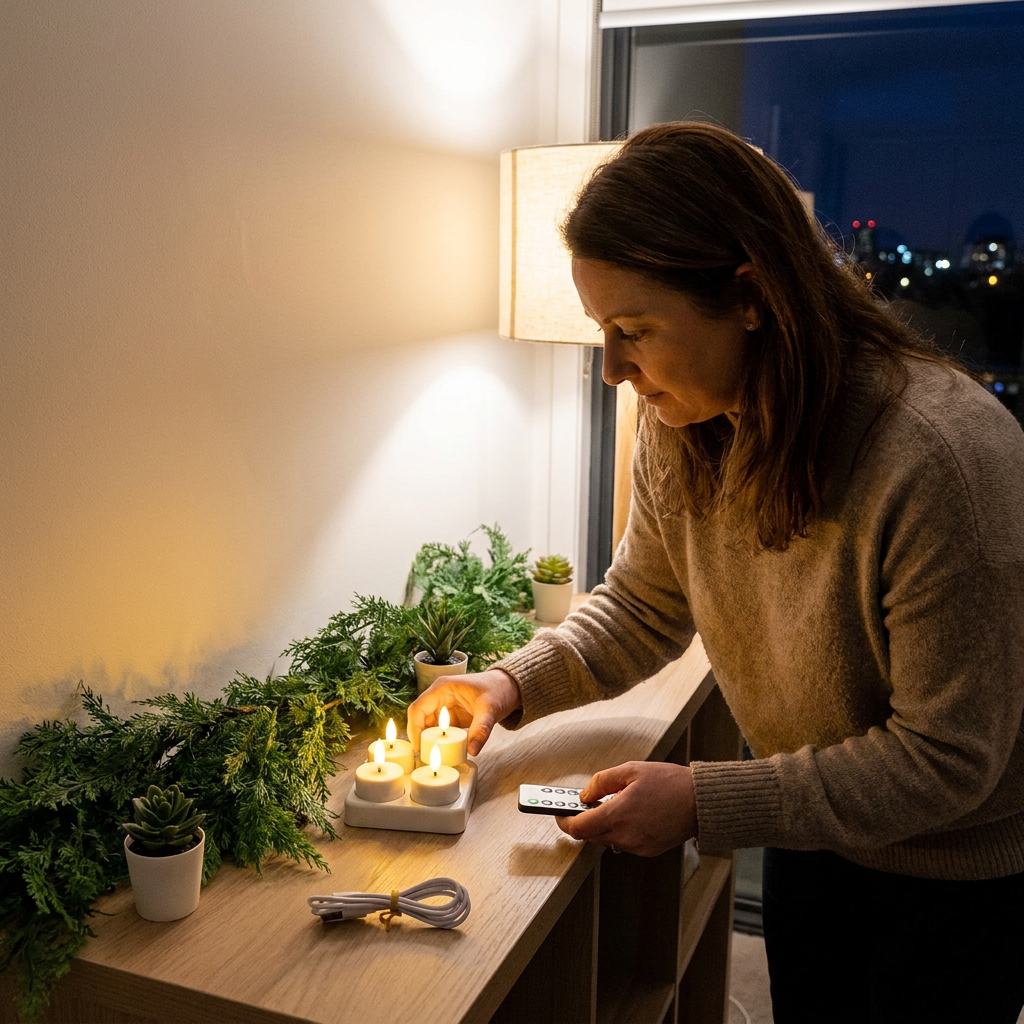 12-Piece Rechargeable LED Flameless Tea Light Candle Set with USB-C Charging Station, Remote Control & Timer