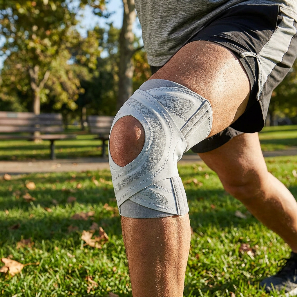 Adjustable Cross-Strap Compression Knee Brace for Sports & Joint Support