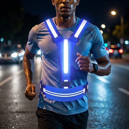 LED Reflective Running Vest with Waterproof Phone Pocket