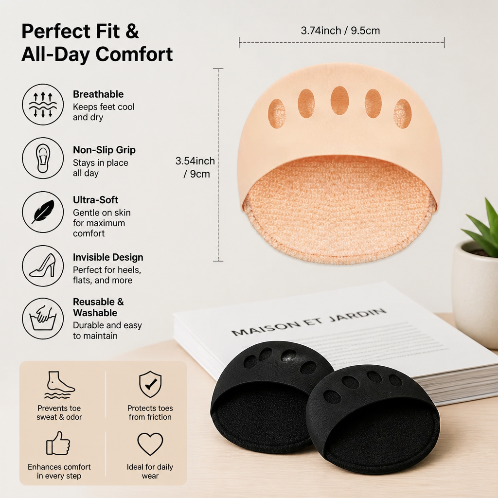 Women’s Toe Socks – Breathable Non-Slip Socks for High Heels & Maximum Comfort (4 pairs)