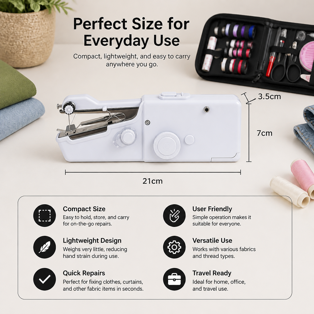 Portable Mini Sewing Machine for Quick Repairs and Home Use