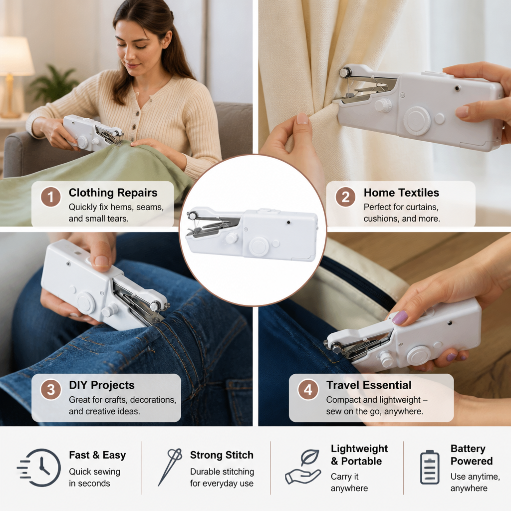 Portable Mini Sewing Machine for Quick Repairs and Home Use