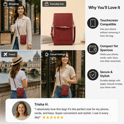 Touchscreen Crossbody Phone Bag – Compact Wallet for Phone, Keys & Essentials