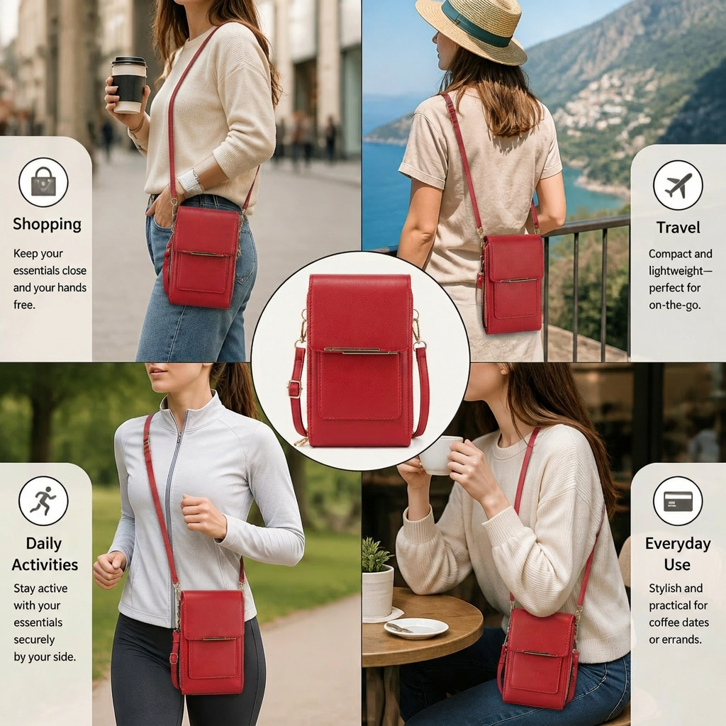 Touchscreen Crossbody Phone Bag – Compact Wallet for Phone, Keys & Essentials