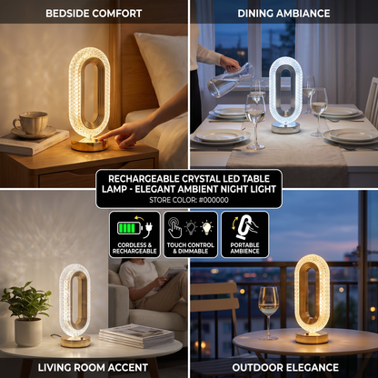 Rechargeable Crystal LED Table Lamp – Elegant Ambient Night Light