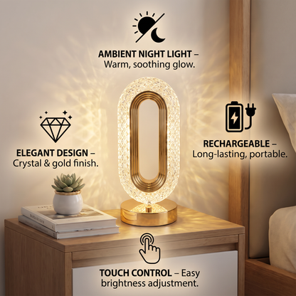 Rechargeable Crystal LED Table Lamp – Elegant Ambient Night Light