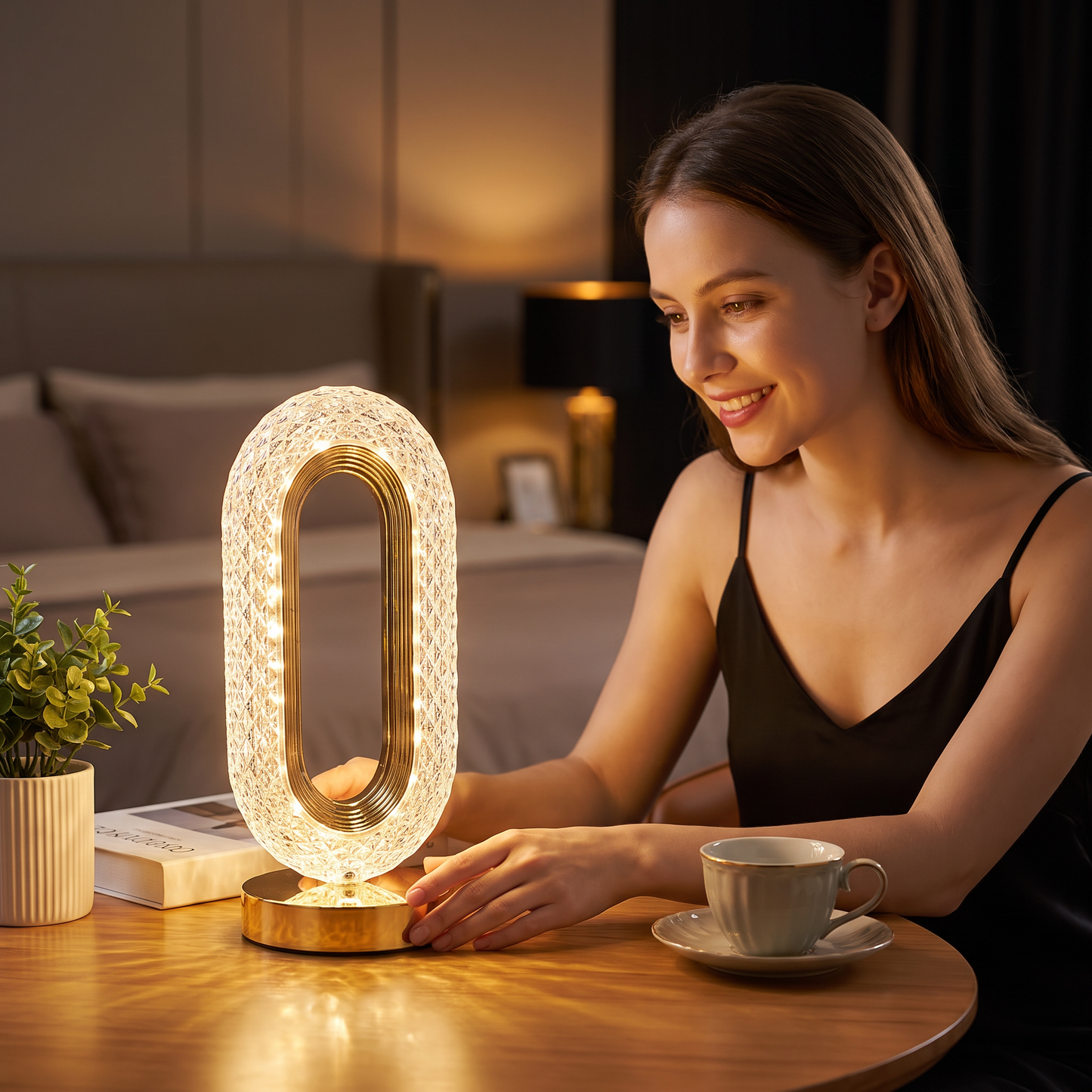 Rechargeable Crystal LED Table Lamp – Elegant Ambient Night Light