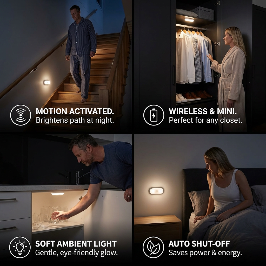 Smart LED Night Light with Motion Sensor – Mini, Wireless & Energy Saving
