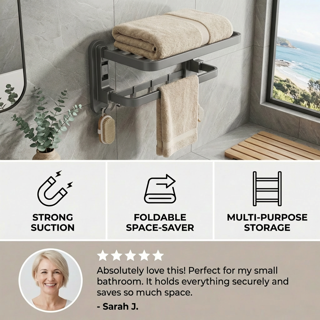 Foldable Suction Cup Towel Holder