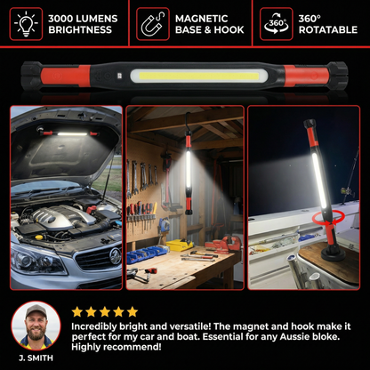LED Rechargeable Work Light 3000 Lumens – Magnetic Base & Hook, 360° Rotatable