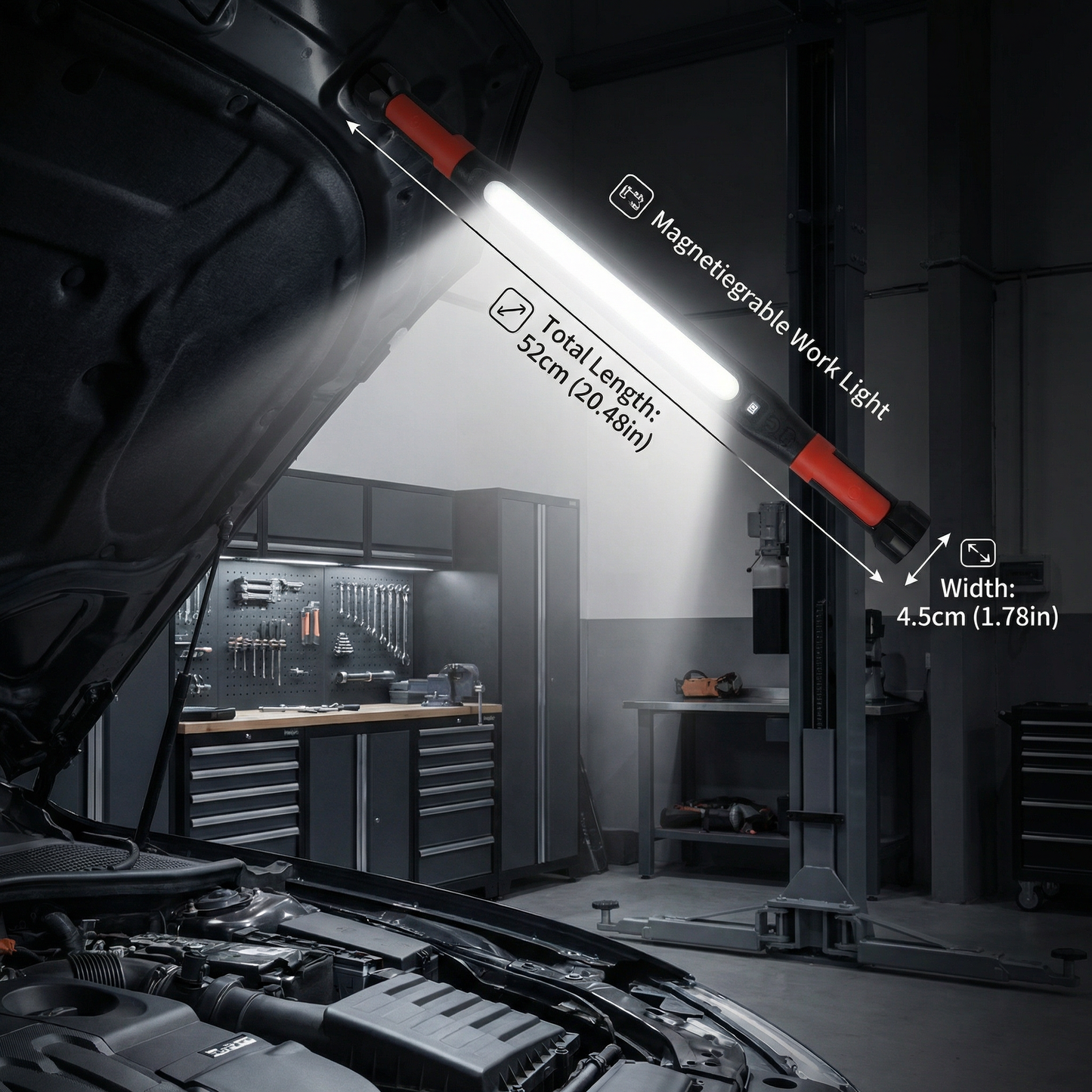 LED Rechargeable Work Light 3000 Lumens – Magnetic Base & Hook, 360° Rotatable