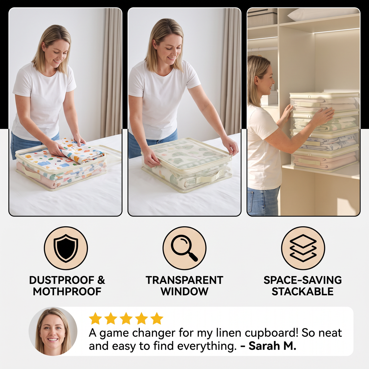 Transparent Bedding Storage Bag – Dustproof Wardrobe Organizer for Sheets & Duvet Covers