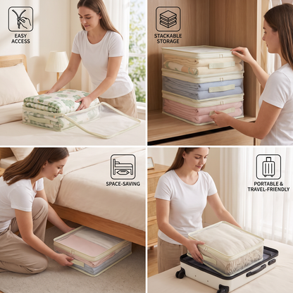 Transparent Bedding Storage Bag – Dustproof Wardrobe Organizer for Sheets & Duvet Covers