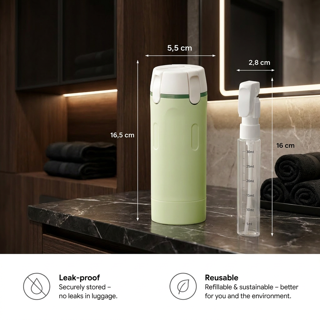 4-in-1 Travel Container – Leakproof Bottle for Shampoo, Body Wash & Cosmetics