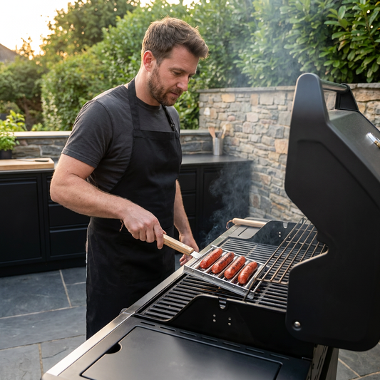 Stainless Steel Sausage Rack – Rollable Grill Holder for Hot Dogs & Sausages