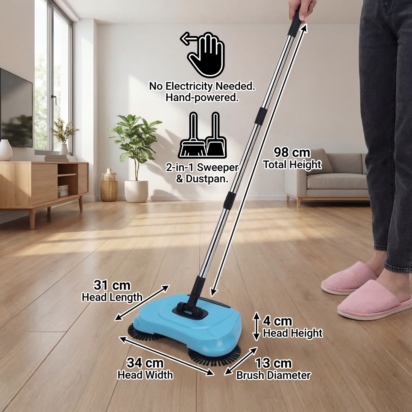2-in-1 Vacuum Broom Without Electricity