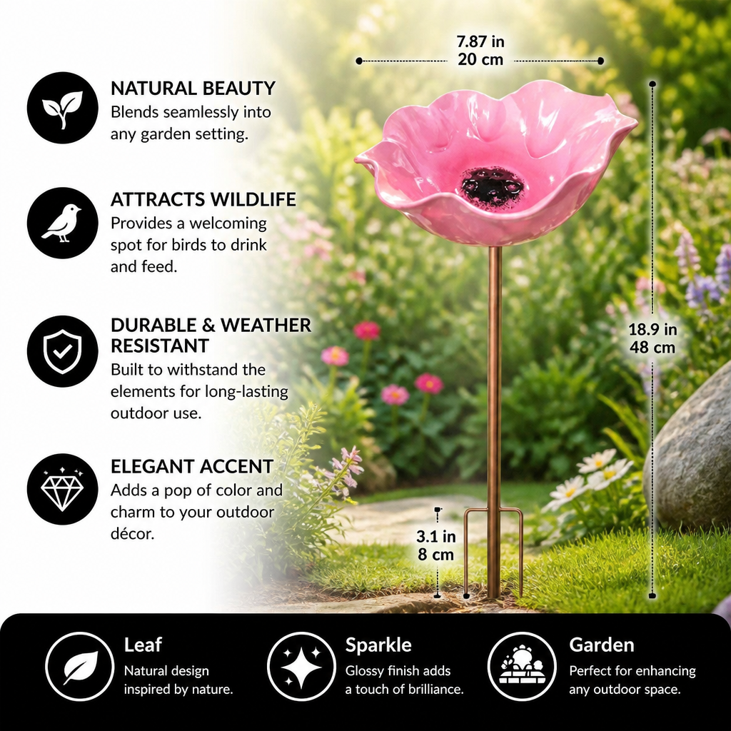Decorative Outdoor Bird Bath & Feeding Bowl