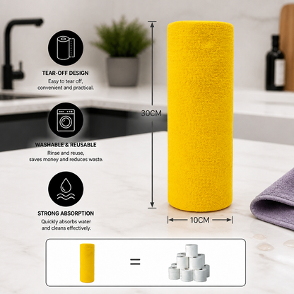 Premium Tear-Off Microfiber Cleaning Roll – Washable & Reusable