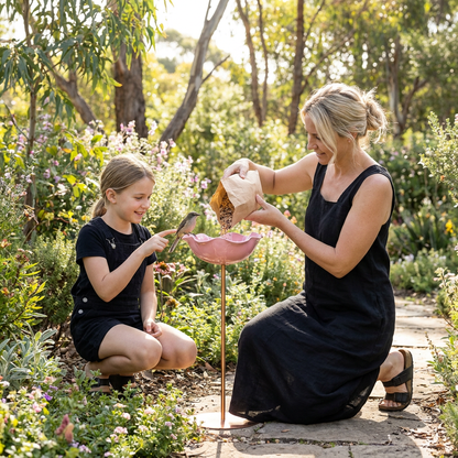 Decorative Outdoor Bird Bath & Feeding Bowl