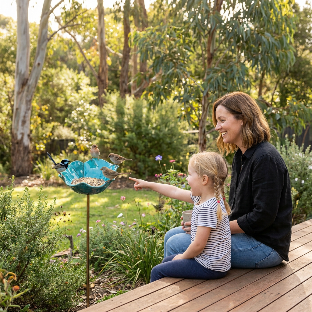 Decorative Outdoor Bird Bath & Feeding Bowl