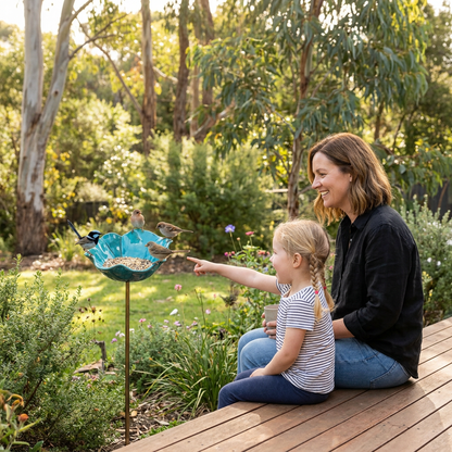 Decorative Outdoor Bird Bath & Feeding Bowl