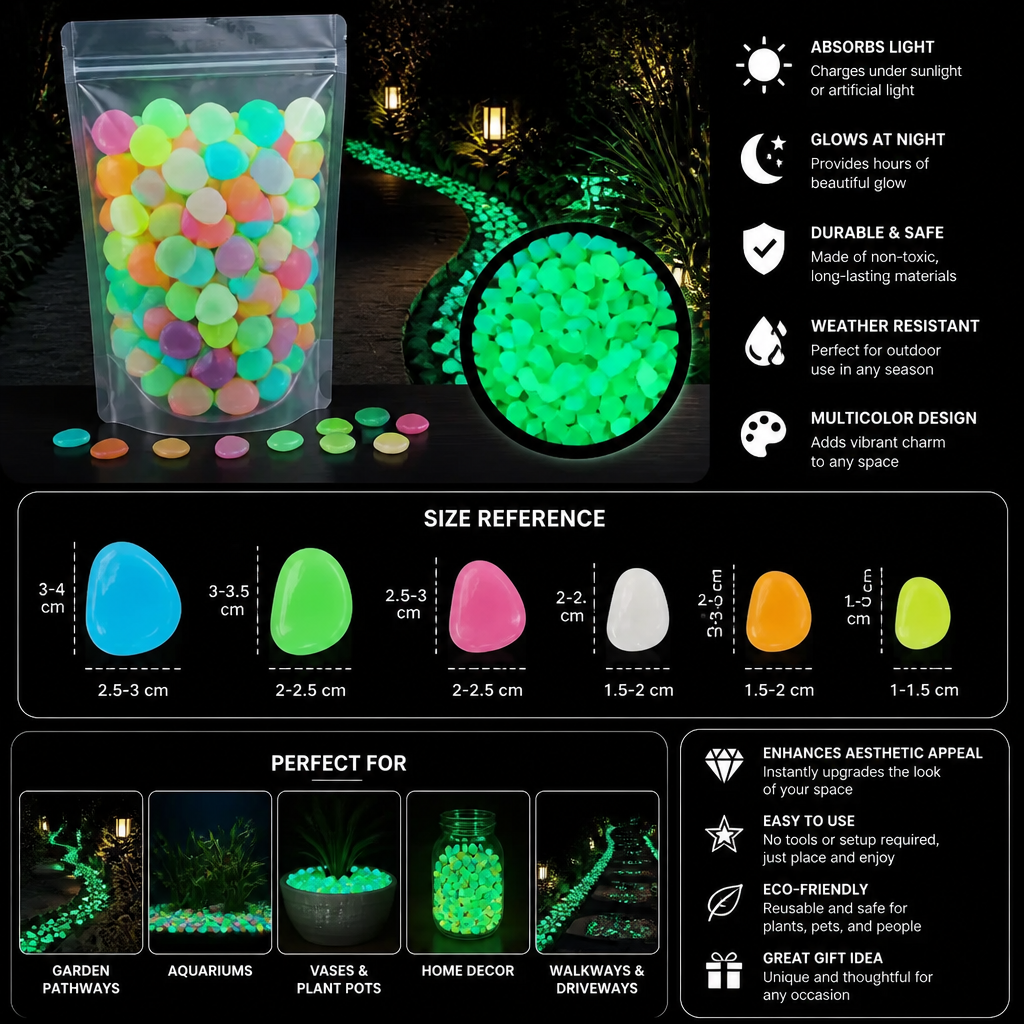 Glow-in-the-Dark Decorative Pebbles