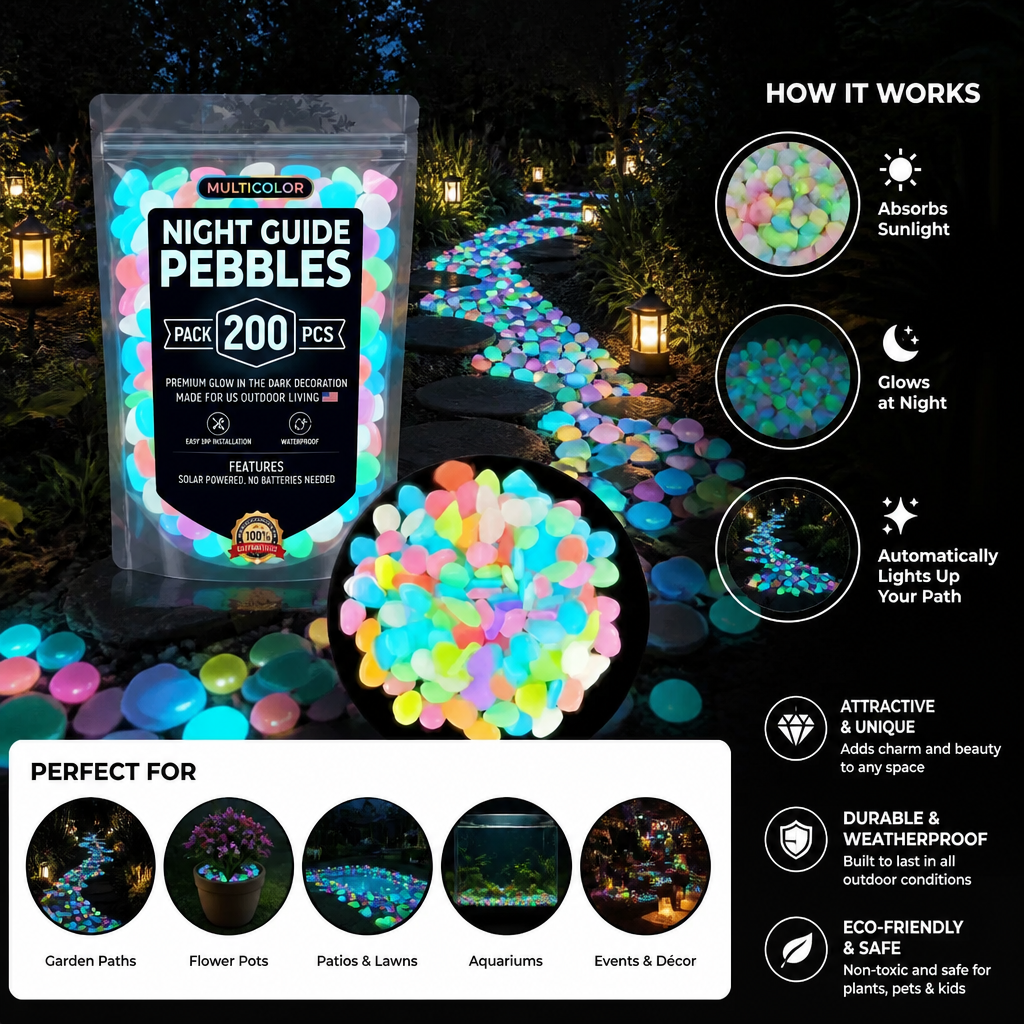 Glow-in-the-Dark Decorative Pebbles