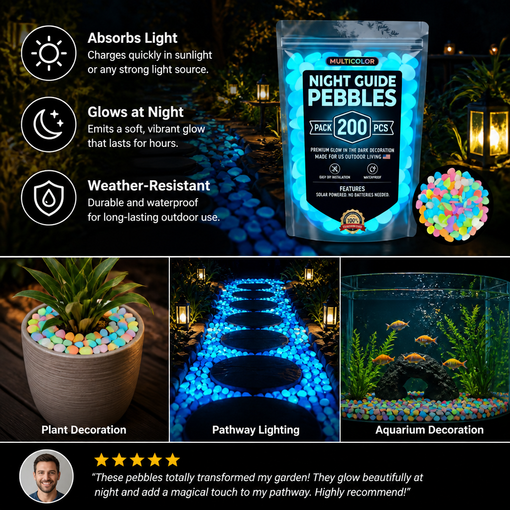 Glow-in-the-Dark Decorative Pebbles