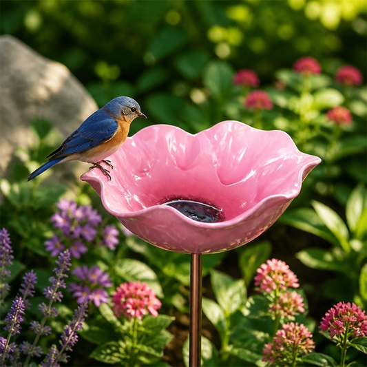 Decorative Outdoor Bird Bath & Feeding Bowl