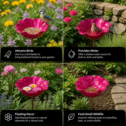 Decorative Outdoor Bird Bath & Feeding Bowl