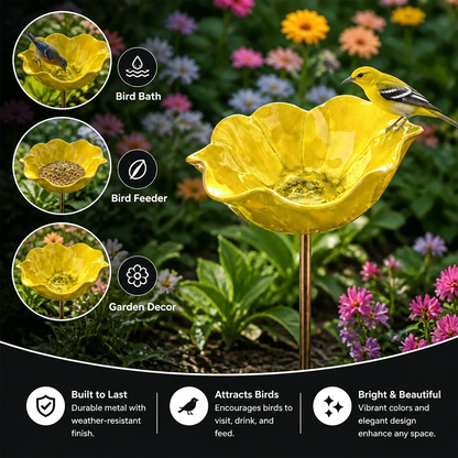 Decorative Outdoor Bird Bath & Feeding Bowl