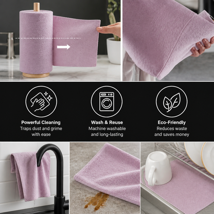 Premium Tear-Off Microfiber Cleaning Roll – Washable & Reusable