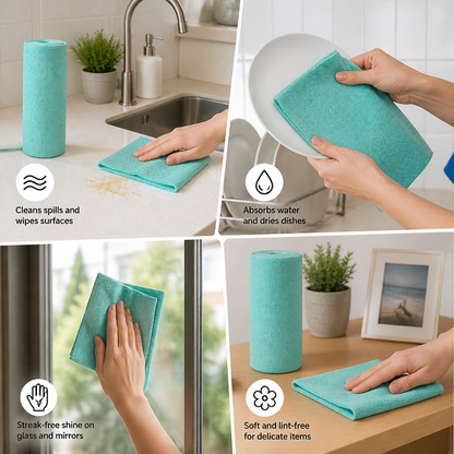 Premium Tear-Off Microfiber Cleaning Roll – Washable & Reusable