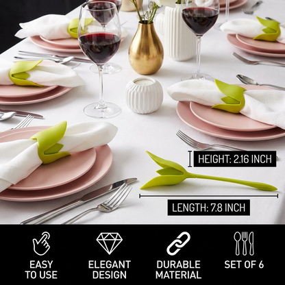 Flower napkin ring set – luxury table decoration in floral design (set of 6)