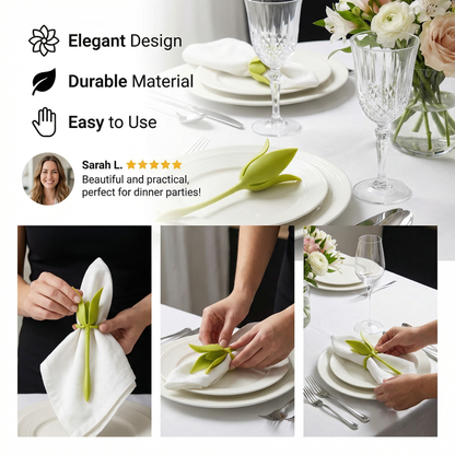 Flower napkin ring set – luxury table decoration in floral design (set of 6)