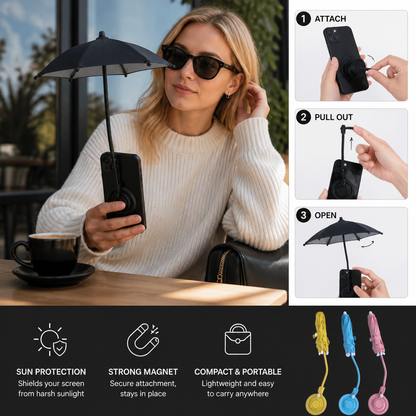 Magnetic Mini Phone Sunshade – Extendable Holder for Flexible Sun Protection on the Go