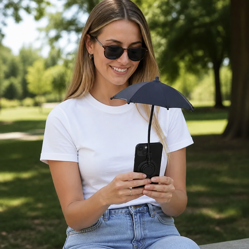Magnetic Mini Phone Sunshade – Extendable Holder for Flexible Sun Protection on the Go