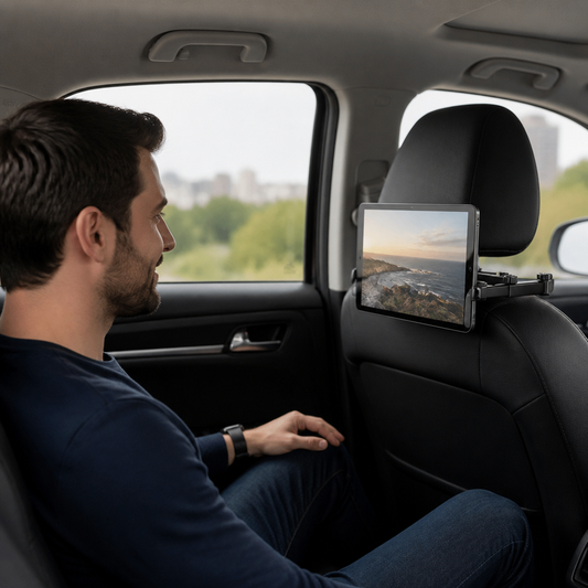 360° Rotating Car Headrest Tablet Holder – Back Seat Mount for Tablets