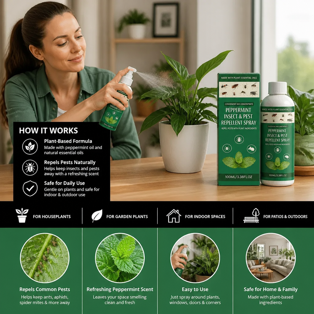 Peppermint Oil Insect & Pest Repellent Spray – For Home & Garden