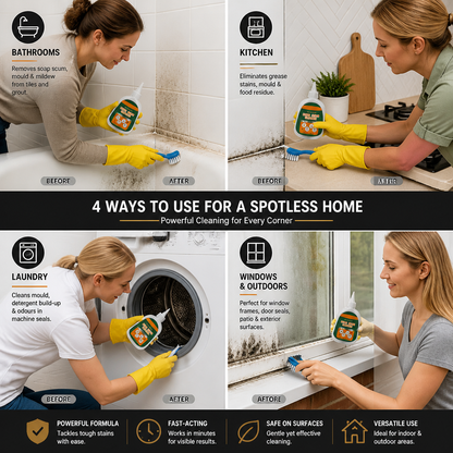 Mold Remover Gel with Scrub Brush – Heavy-Duty Mildew & Stain Cleaner
