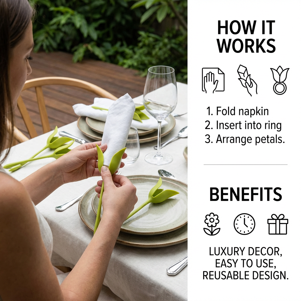 Flower napkin ring set – luxury table decoration in floral design (set of 6)