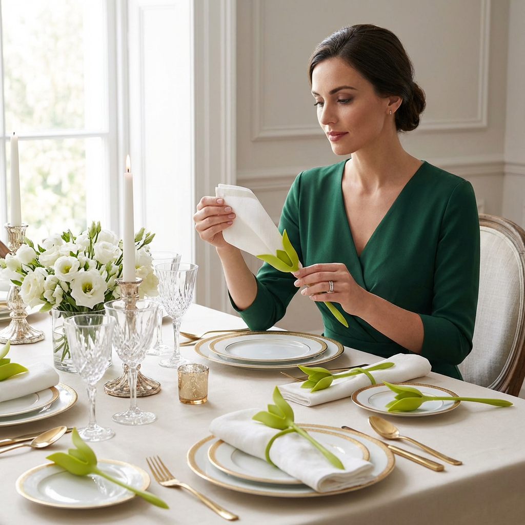 Flower napkin ring set – luxury table decoration in floral design (set of 6)