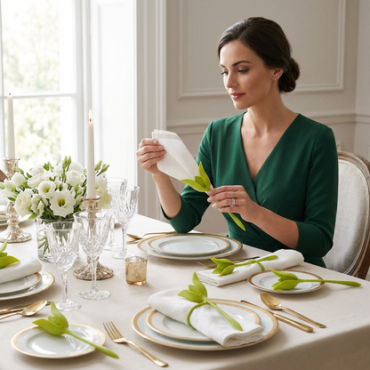 Flower napkin ring set – luxury table decoration in floral design (set of 6)