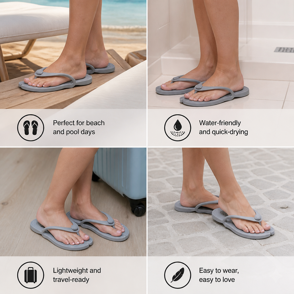 Foldable Travel Flip-Flops – Non-Slip Slippers for Hot Days